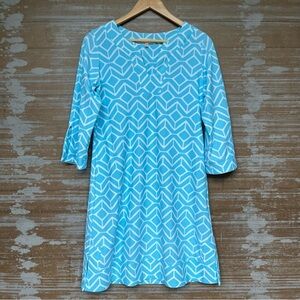 Jude Connally Megan V Neck Sheath Dress Preppy Classy Stretch Resort Womens M